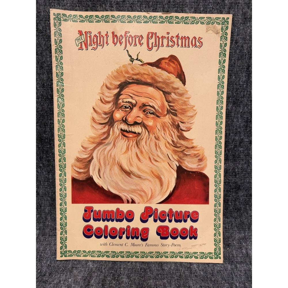 Vintage The Night Before Christmas Xmas Jumbo  Coloring Book Antique Replica
